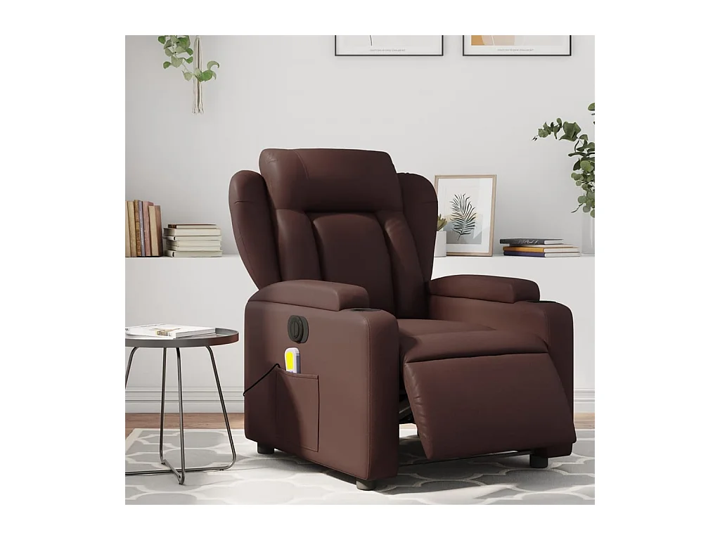 Fauteuil de massage inclinable électrique marron similicuir REO19900