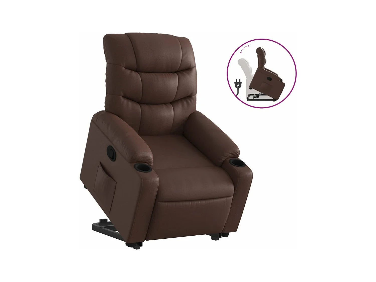 Fauteuil inclinable marron similicuir REO82004