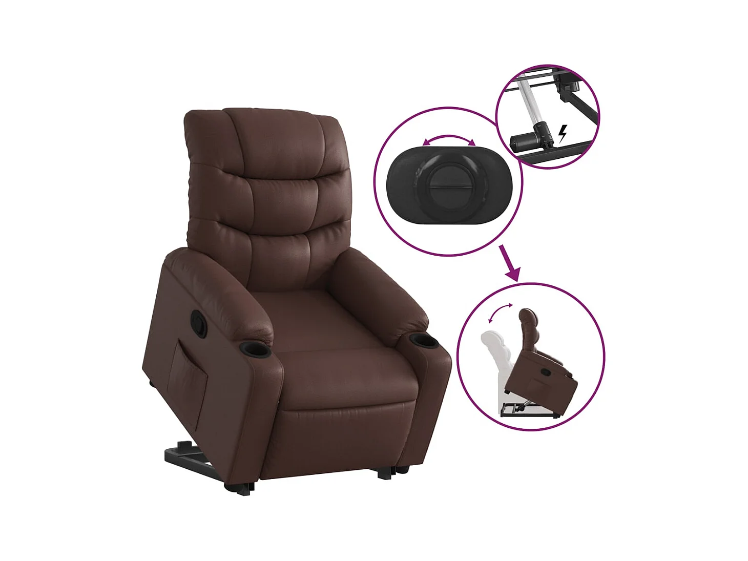 Fauteuil inclinable marron similicuir REO82004