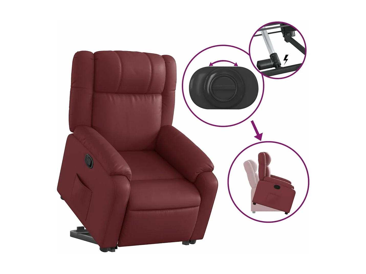 Fauteuil inclinable Rouge bordeaux Similicuir REO69983