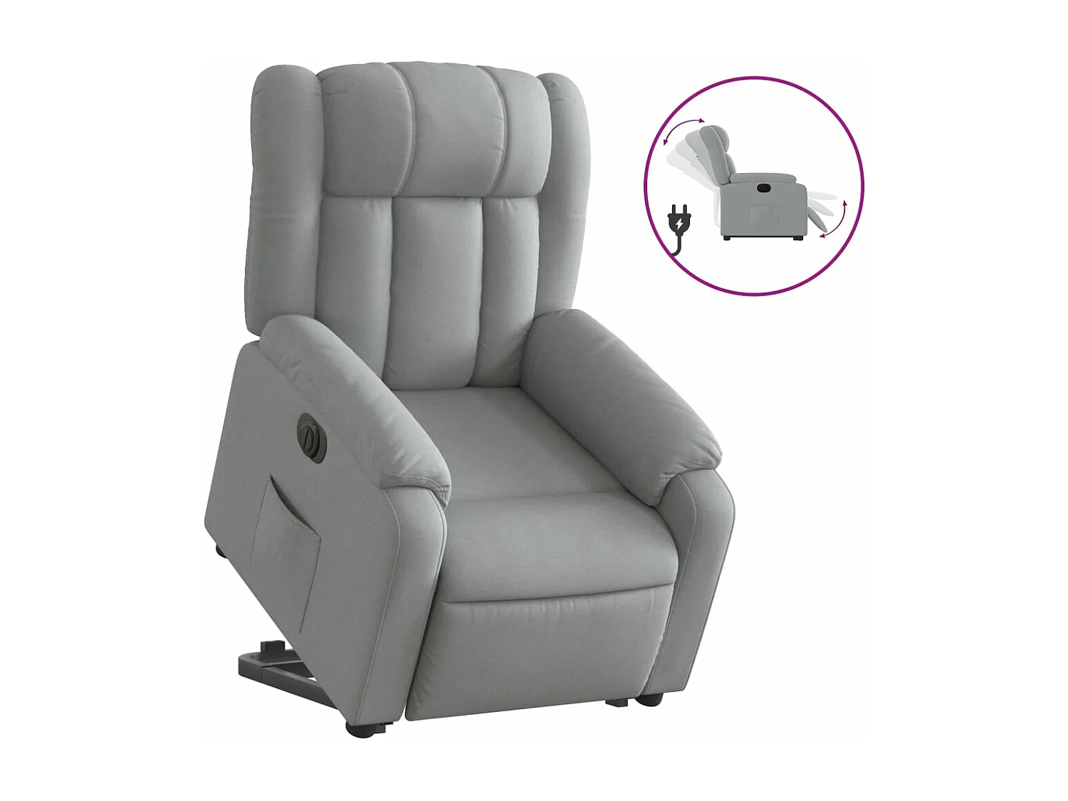 Fauteuil inclinable électrique gris clair tissu REO59556