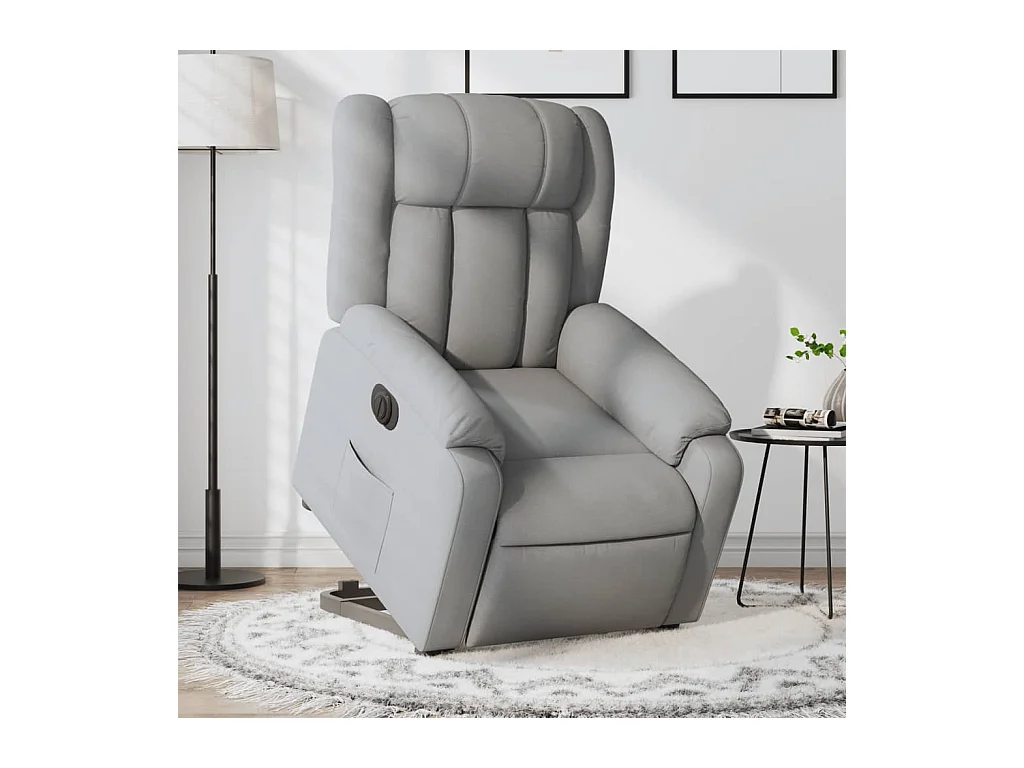 Fauteuil inclinable électrique gris clair tissu REO59556