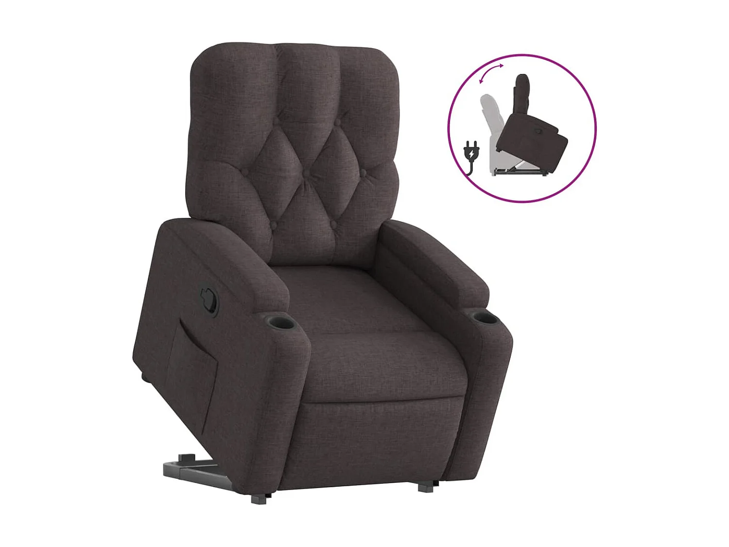 Fauteuil inclinable marron foncé tissu REO77721