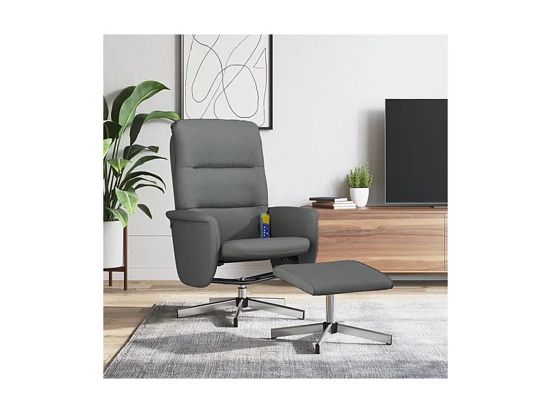 Sillón reclinable de masaje con reposapiés tela gris oscuro YOE84086