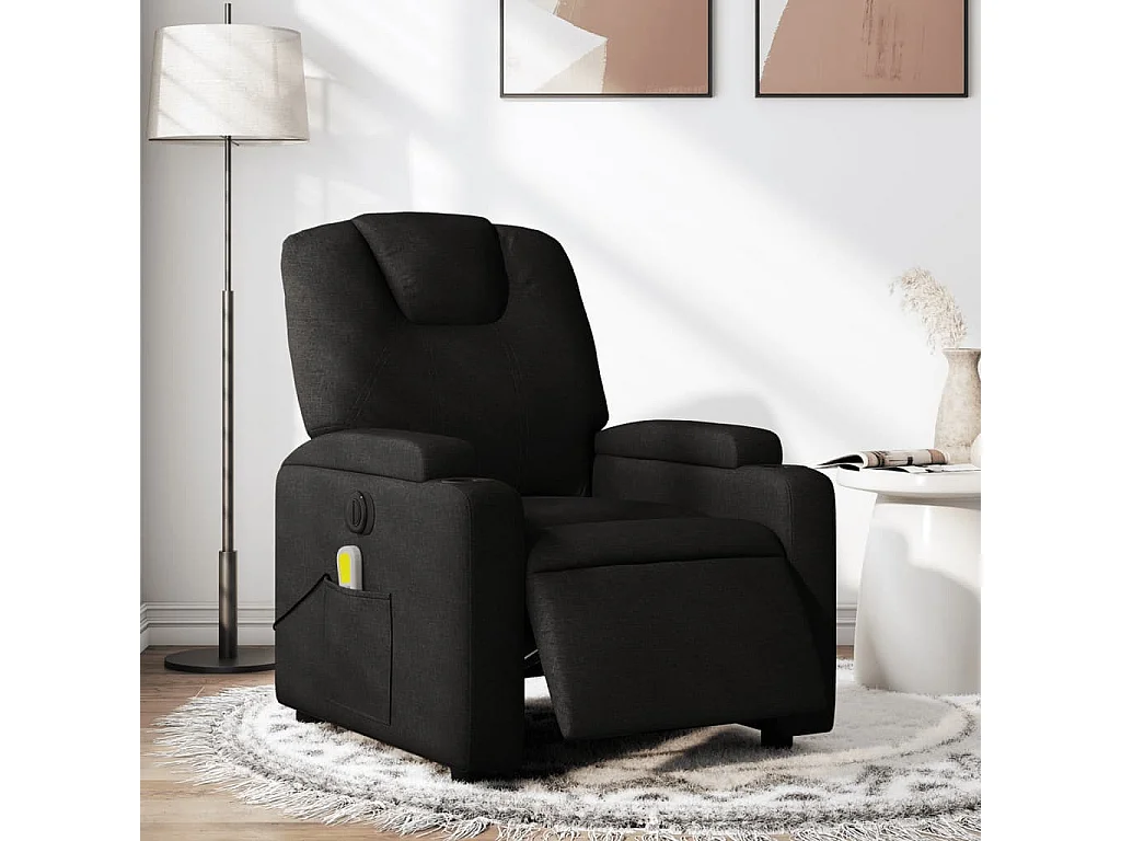 Fauteuil de massage inclinable électrique Noir Tissu REO30123