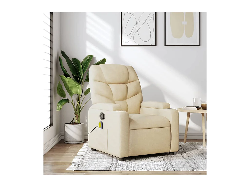 Sillón de masaje reclinable de tela crema YOE96375