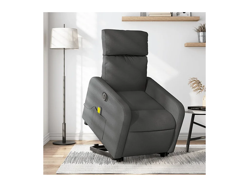 Fauteuil inclinable de massage électrique Gris foncé Tissu REO29511