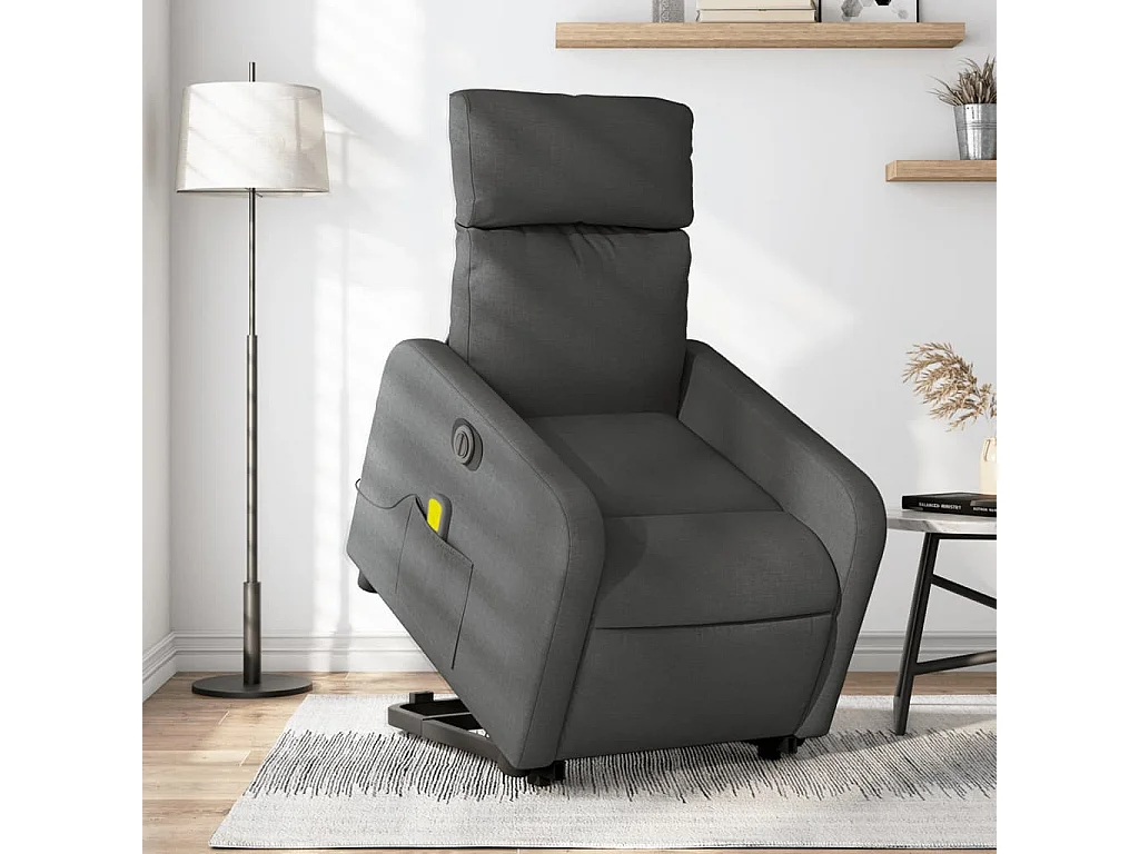 Fauteuil inclinable de massage électrique Gris foncé Tissu REO29511