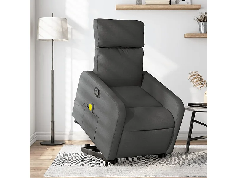 Fauteuil inclinable de massage électrique Gris foncé Tissu REO29511