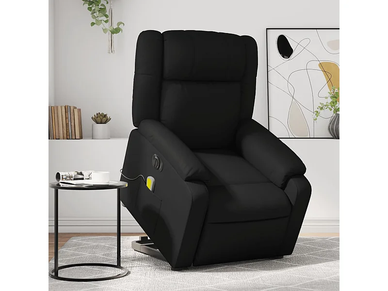 Fauteuil inclinable de massage électrique noir similicuir REO95699