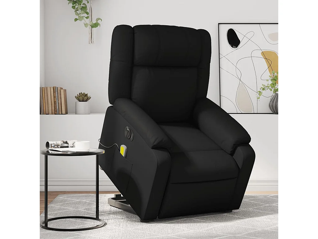 Fauteuil inclinable de massage électrique noir similicuir REO95699