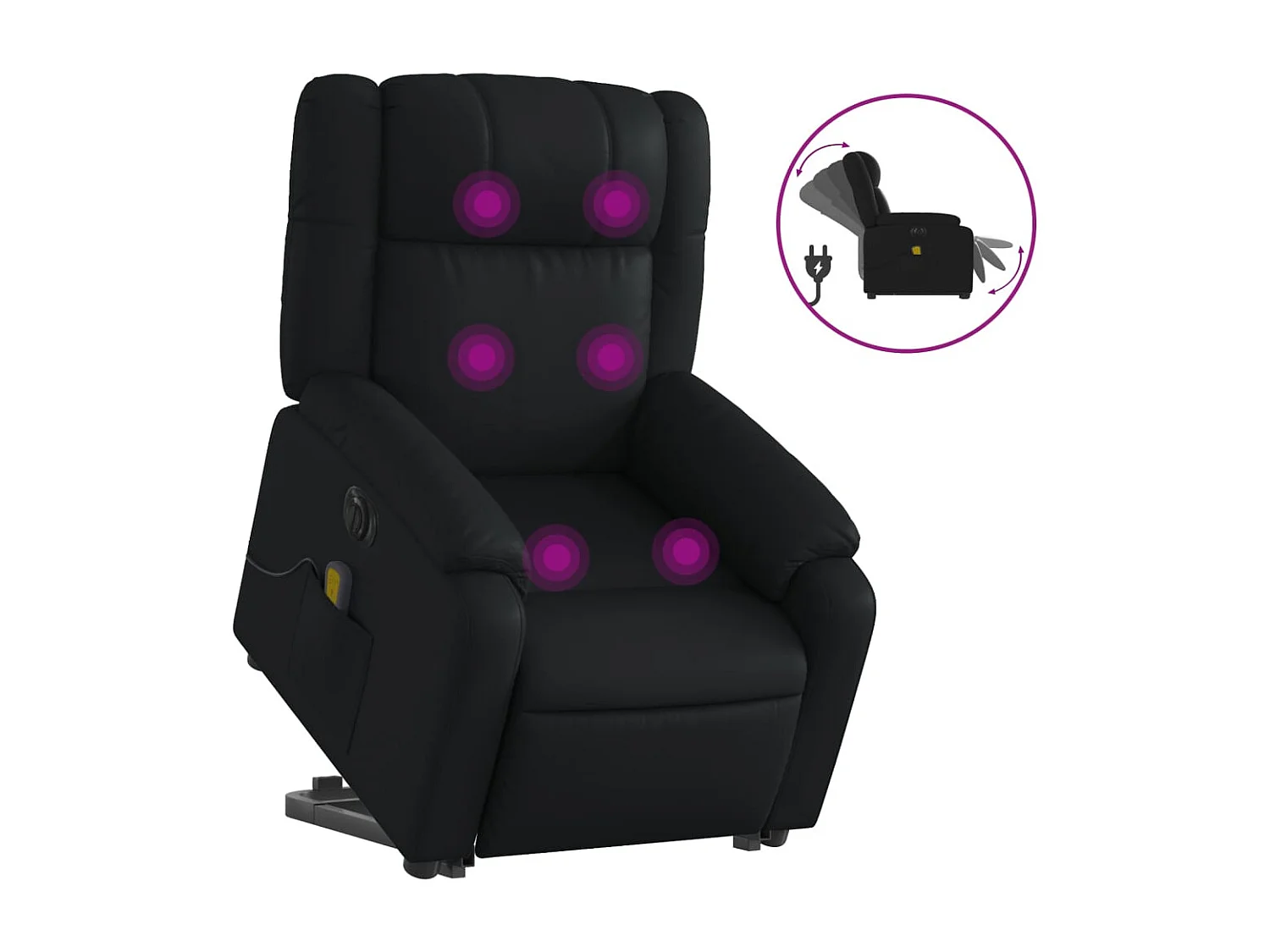 Fauteuil inclinable de massage électrique noir similicuir REO95699