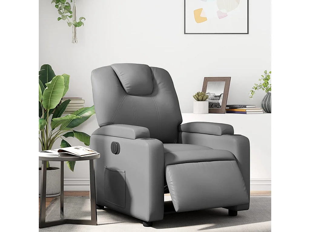 Fauteuil inclinable électrique Gris Similicuir REO34918