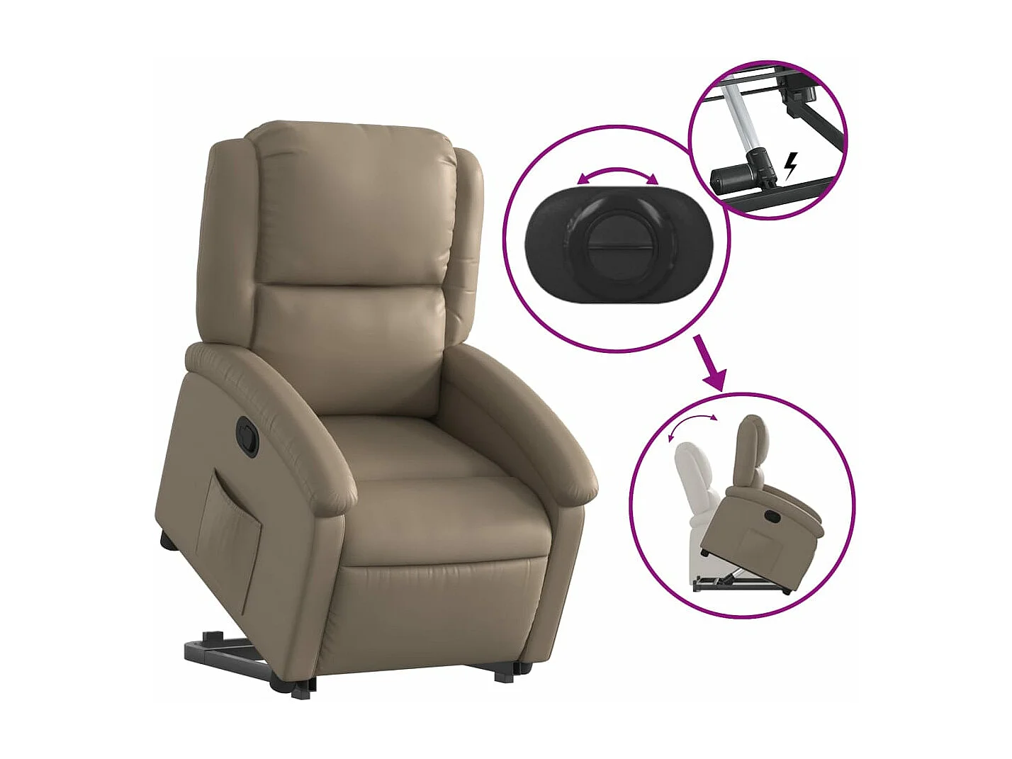 Fauteuil inclinable Cappuccino Similicuir REO42319