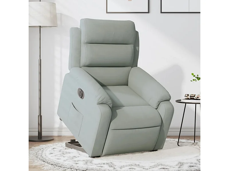 Fauteuil inclinable électrique gris clair velours REO85188