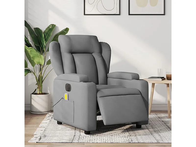 Sillón reclinable de masaje eléctrico tela gris claro YOE50113