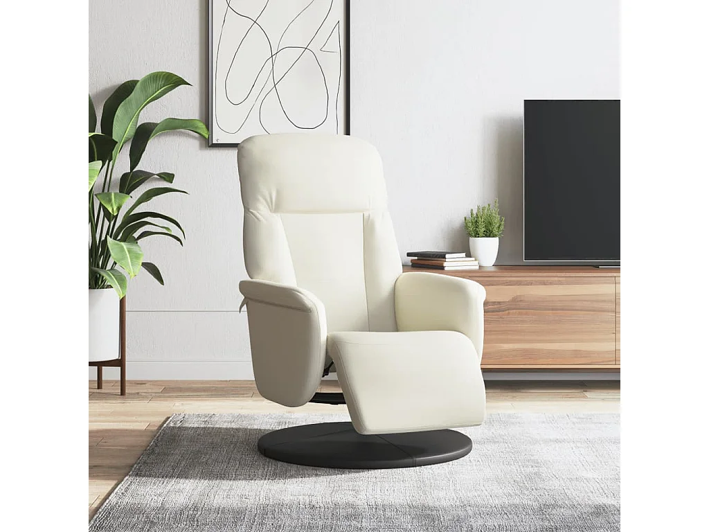 Fauteuil inclinable avec repose-pied crème velours REO62223
