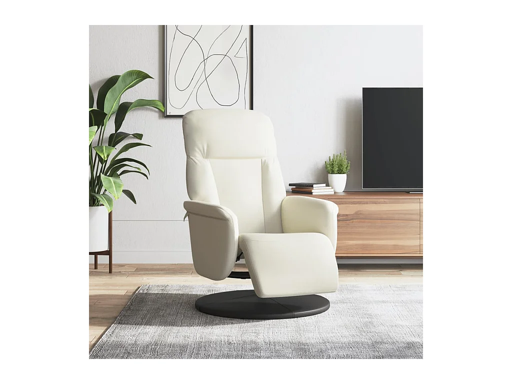 Fauteuil inclinable avec repose-pied crème velours REO62223