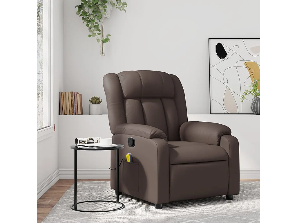 Fauteuil de massage inclinable Marron Similicuir REO82776