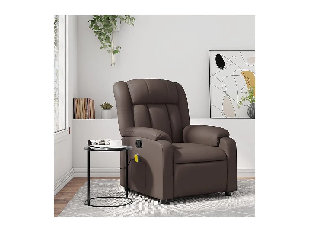 Fauteuil de massage inclinable Marron Similicuir REO82776