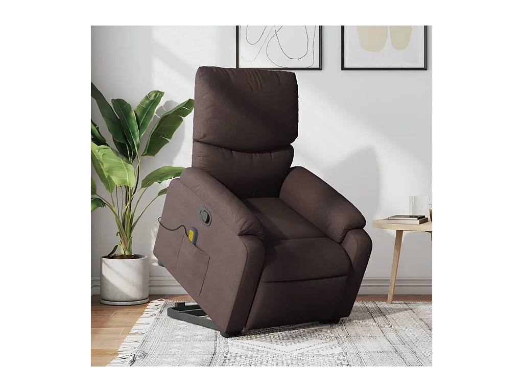 Fauteuil inclinable de massage Marron foncé Tissu REO93152