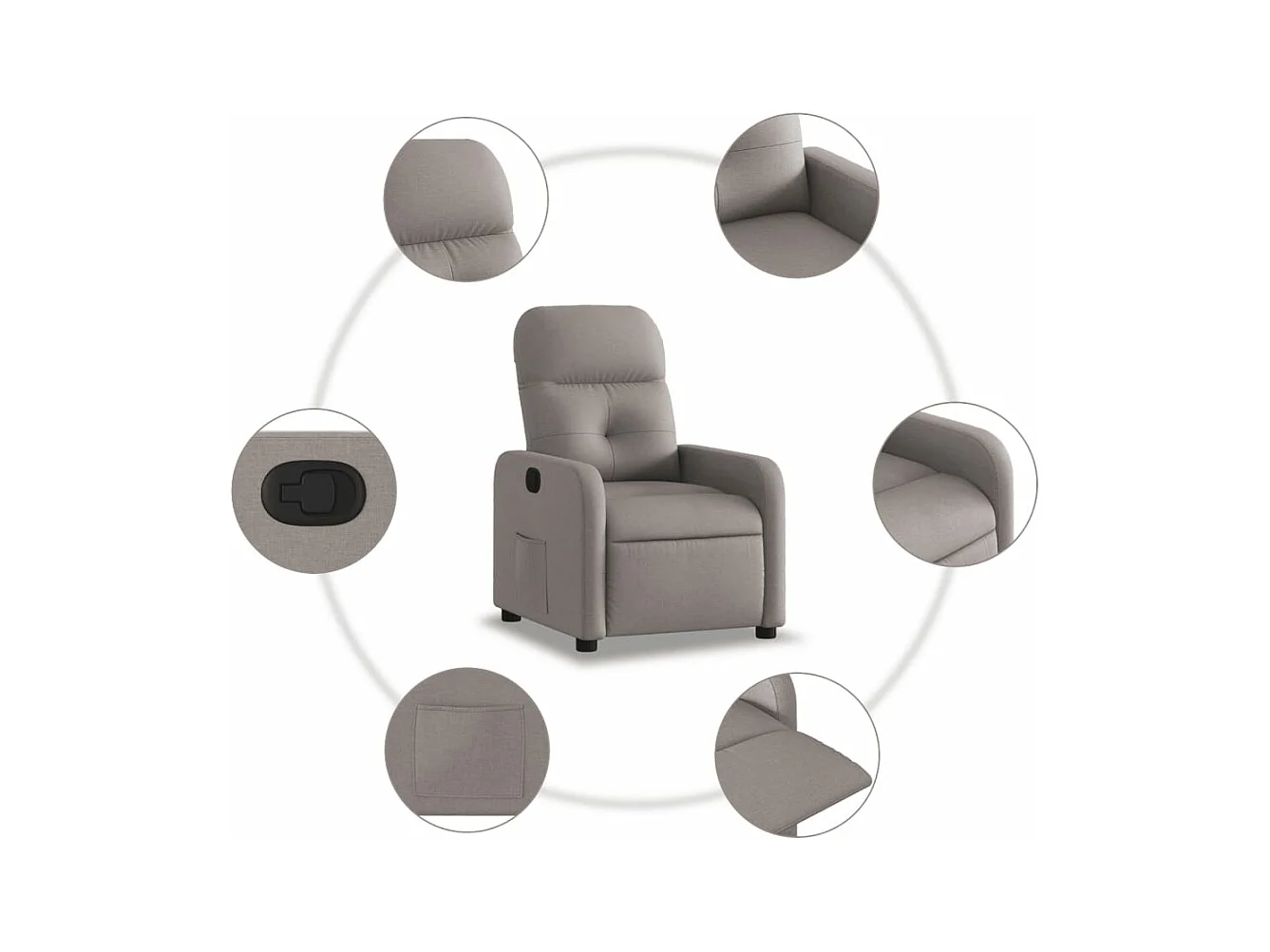 Sillón reclinable de tela gris taupe YOE44026