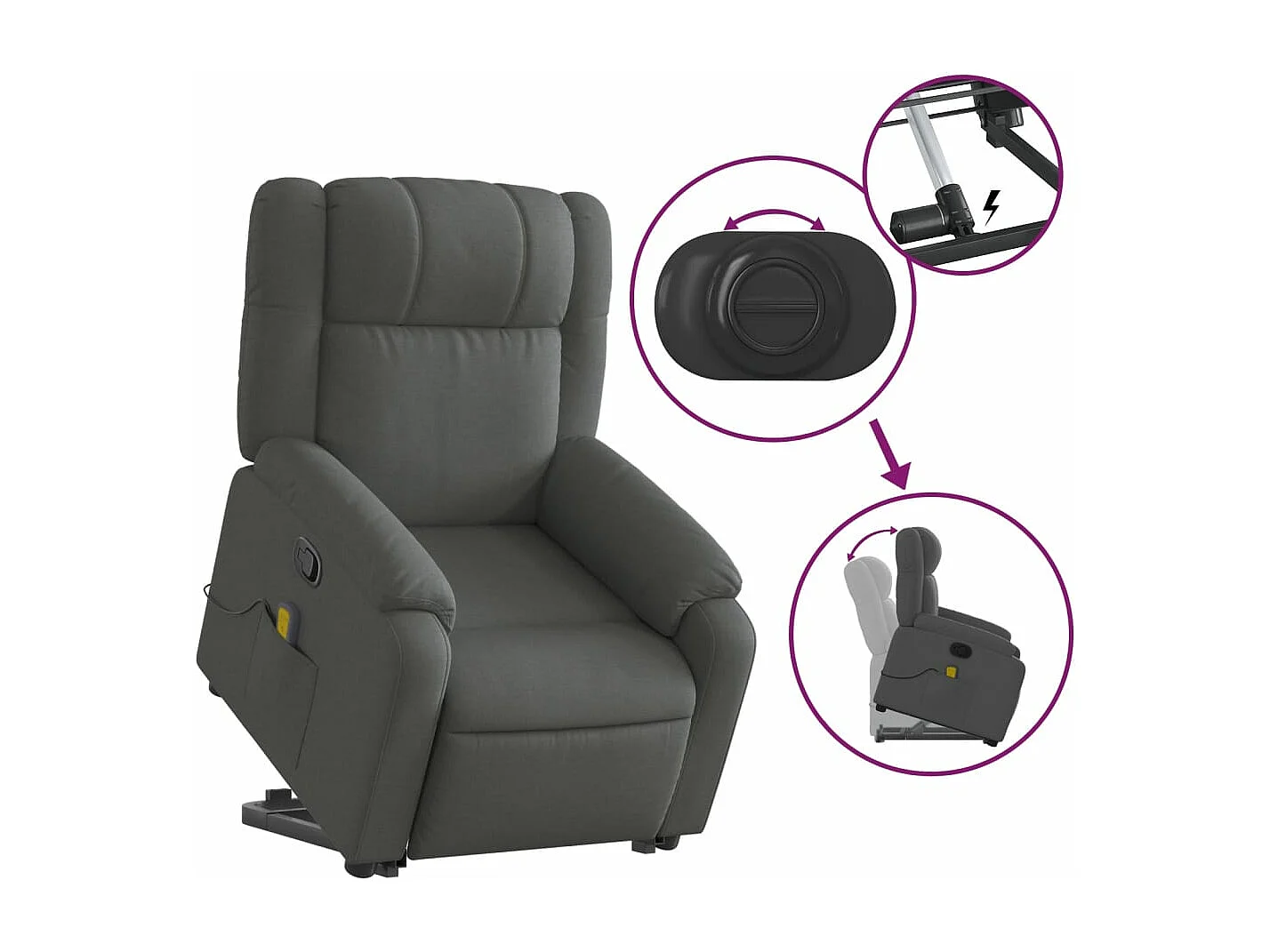 Fauteuil de massage inclinable Gris foncé Tissu REO96383