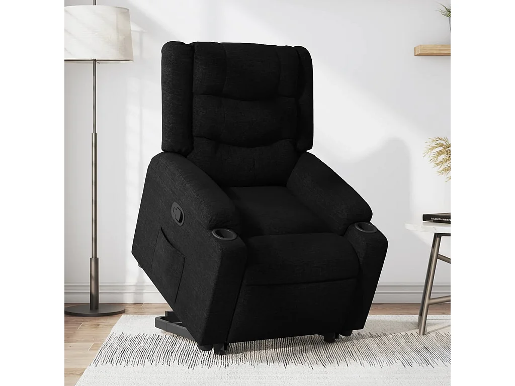 Relaxsessel | Fernsehsessel mit Aufstehhilfe Schwarz Stoff -gkd28999