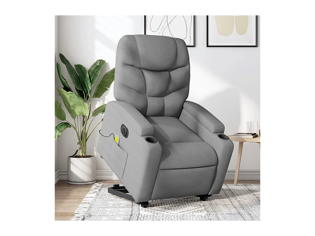 Fauteuil inclinable de massage électrique Gris clair Tissu REO25909