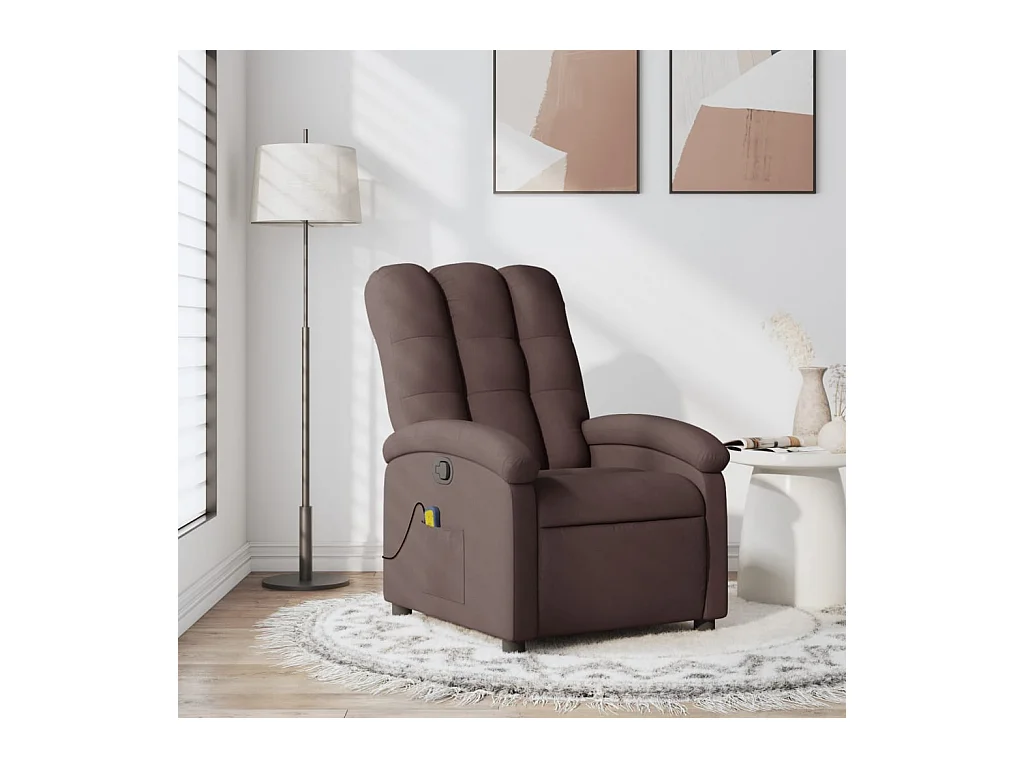 Fauteuil de massage inclinable Marron foncé Tissu REO44919