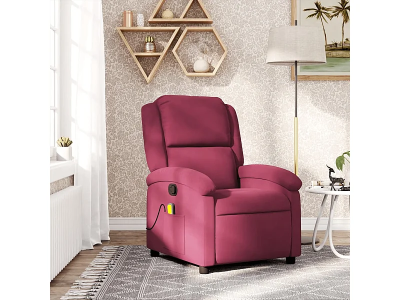 Fauteuil de massage inclinable rouge bordeaux velours REO68020