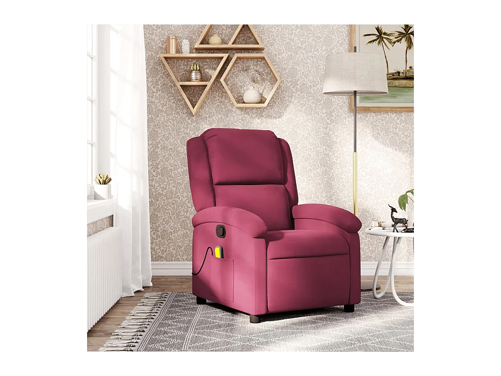 Fauteuil de massage inclinable rouge bordeaux velours REO68020