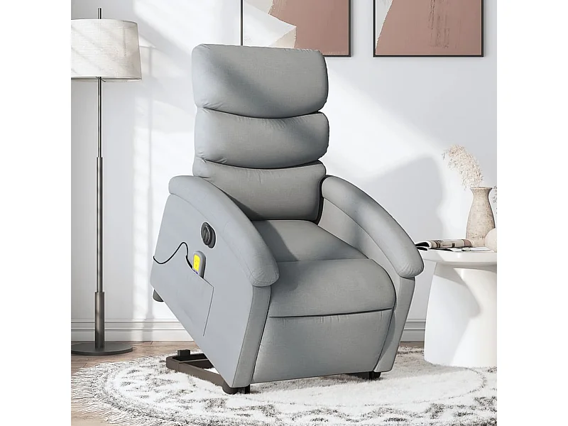 Sillón de masaje eléctrico reclinable elevable tela gris claro YOE49669