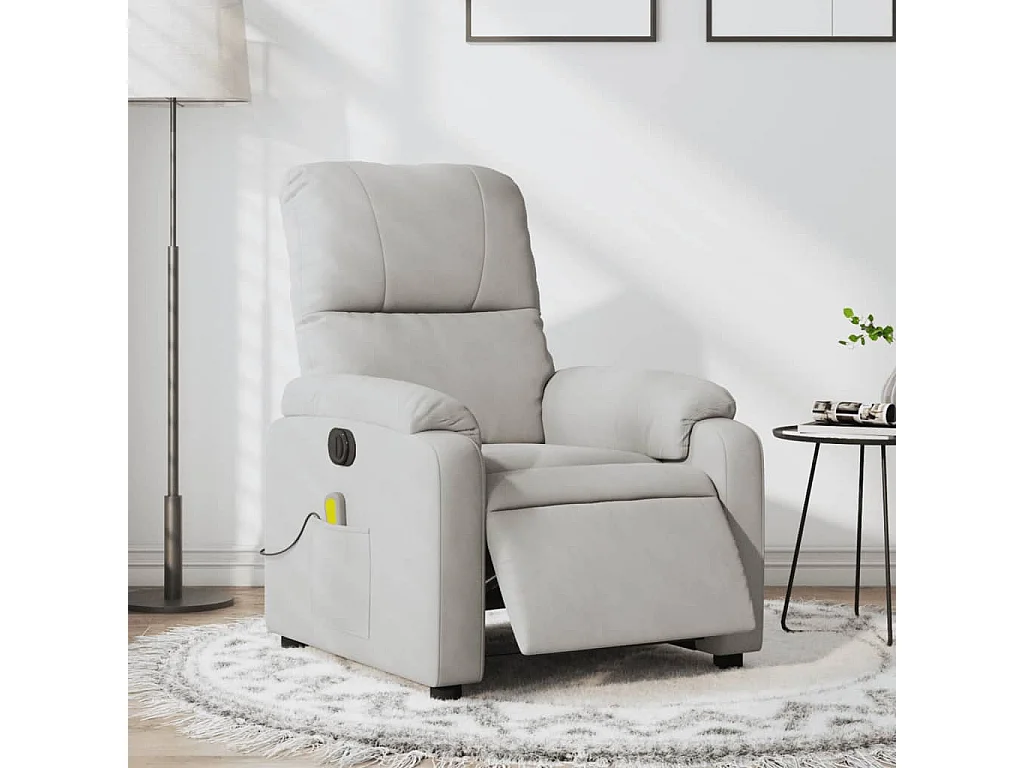 Fauteuil inclinable de massage électrique gris clair REO73969