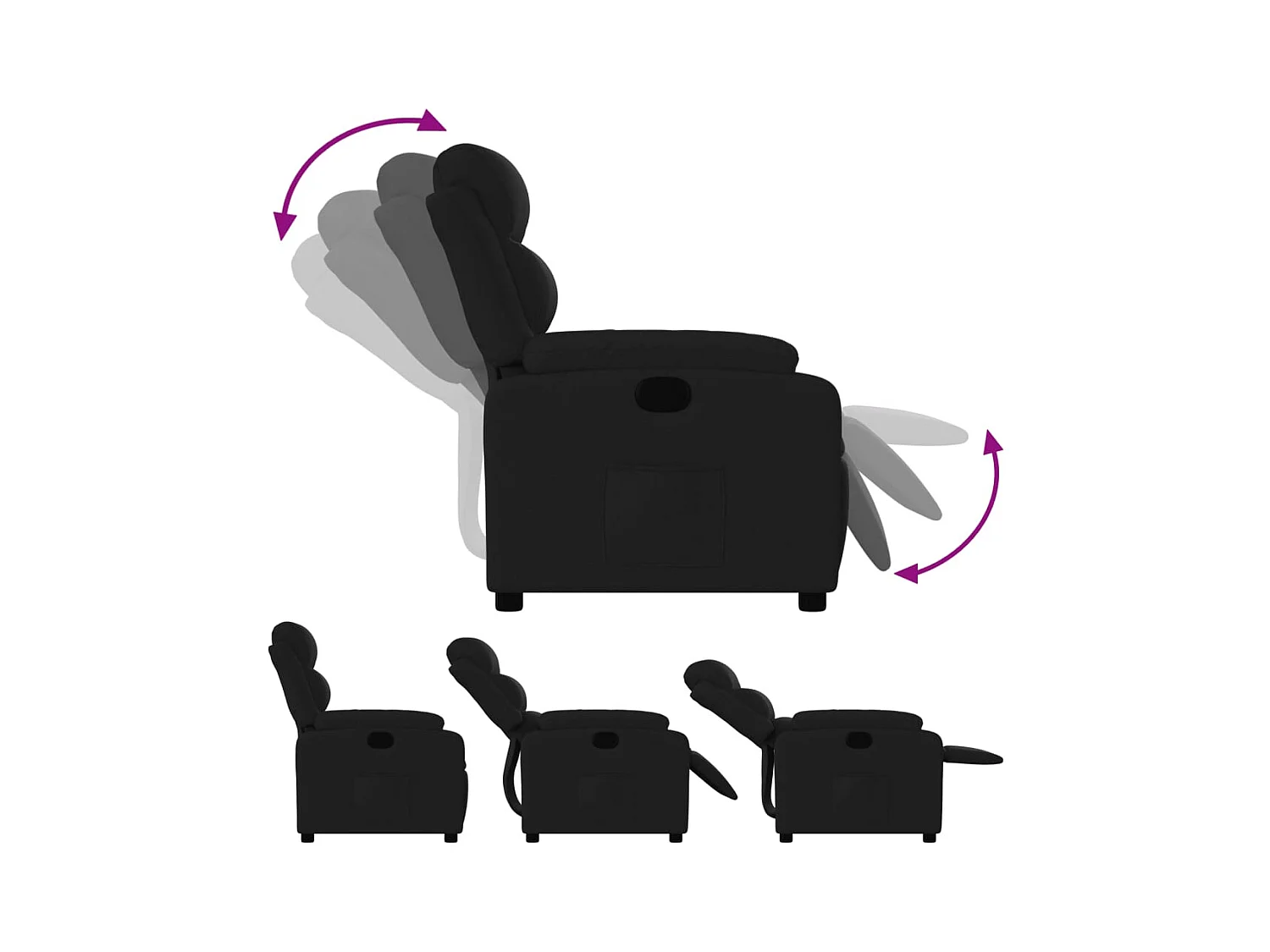 Fauteuil inclinable Noir Tissu REO28472
