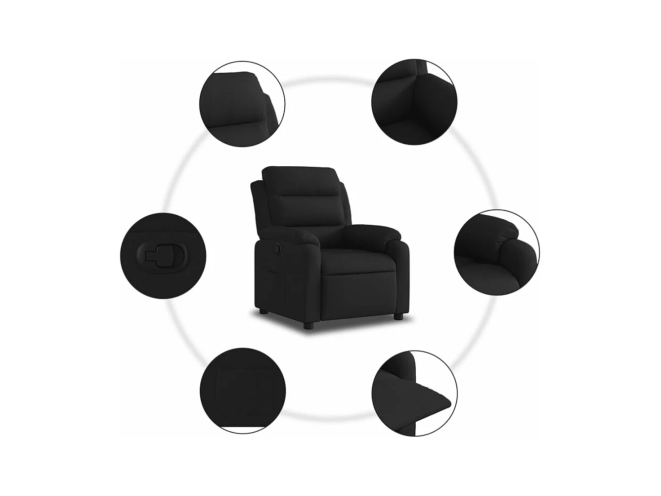 Fauteuil inclinable Noir Tissu REO28472