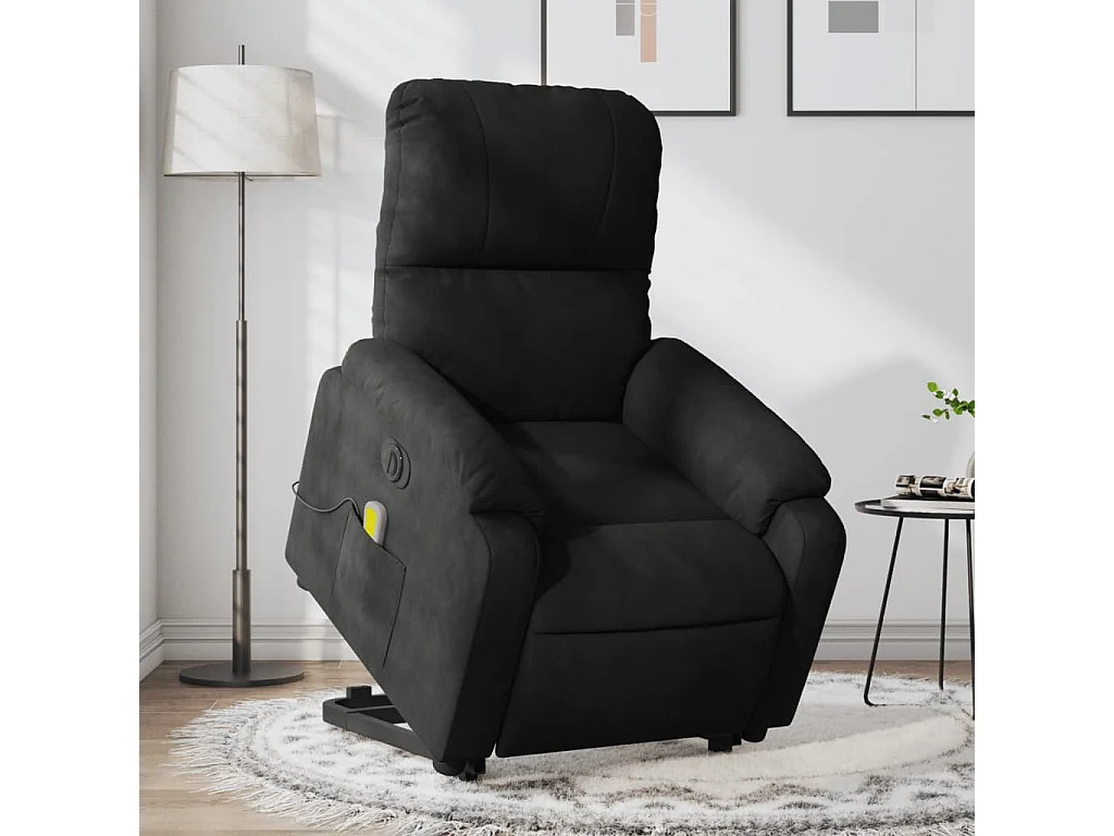 Sillón masaje eléctrico reclinable elevable tela negro YOE90902