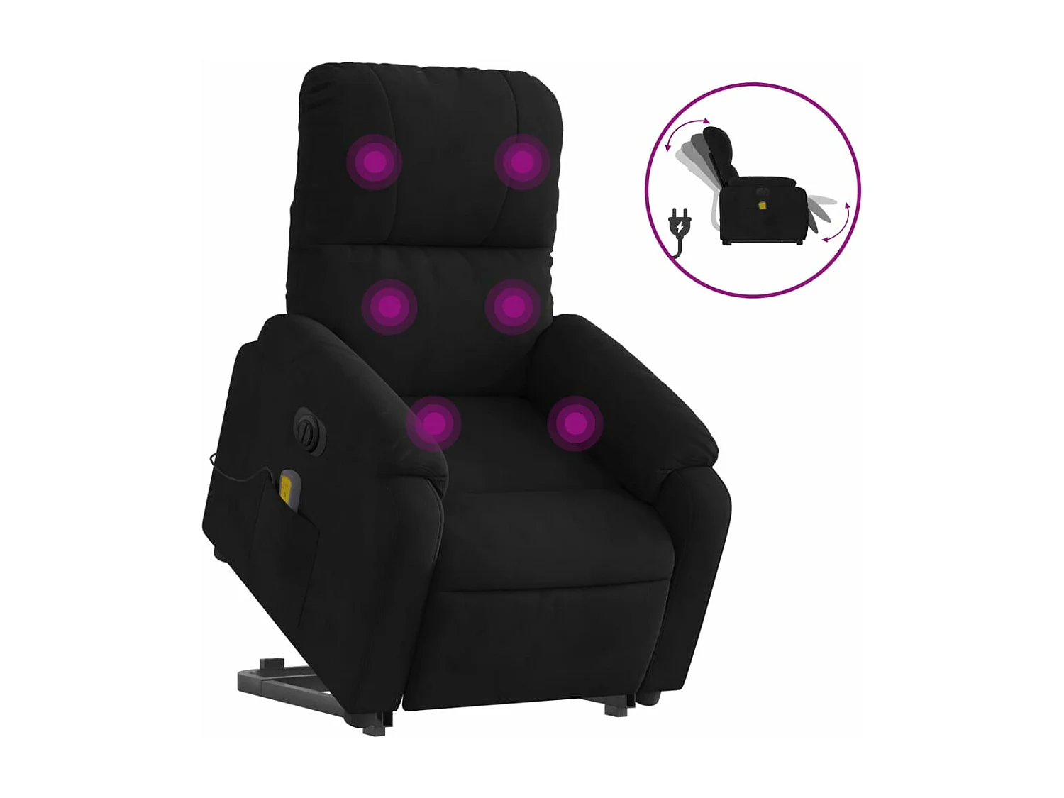 Sillón masaje eléctrico reclinable elevable tela negro YOE90902