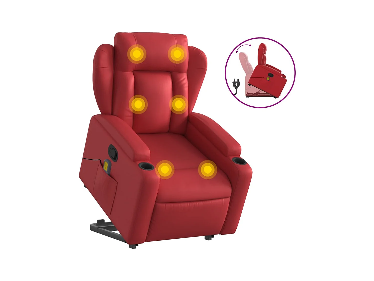 Fauteuil inclinable de massage Rouge Similicuir REO24396