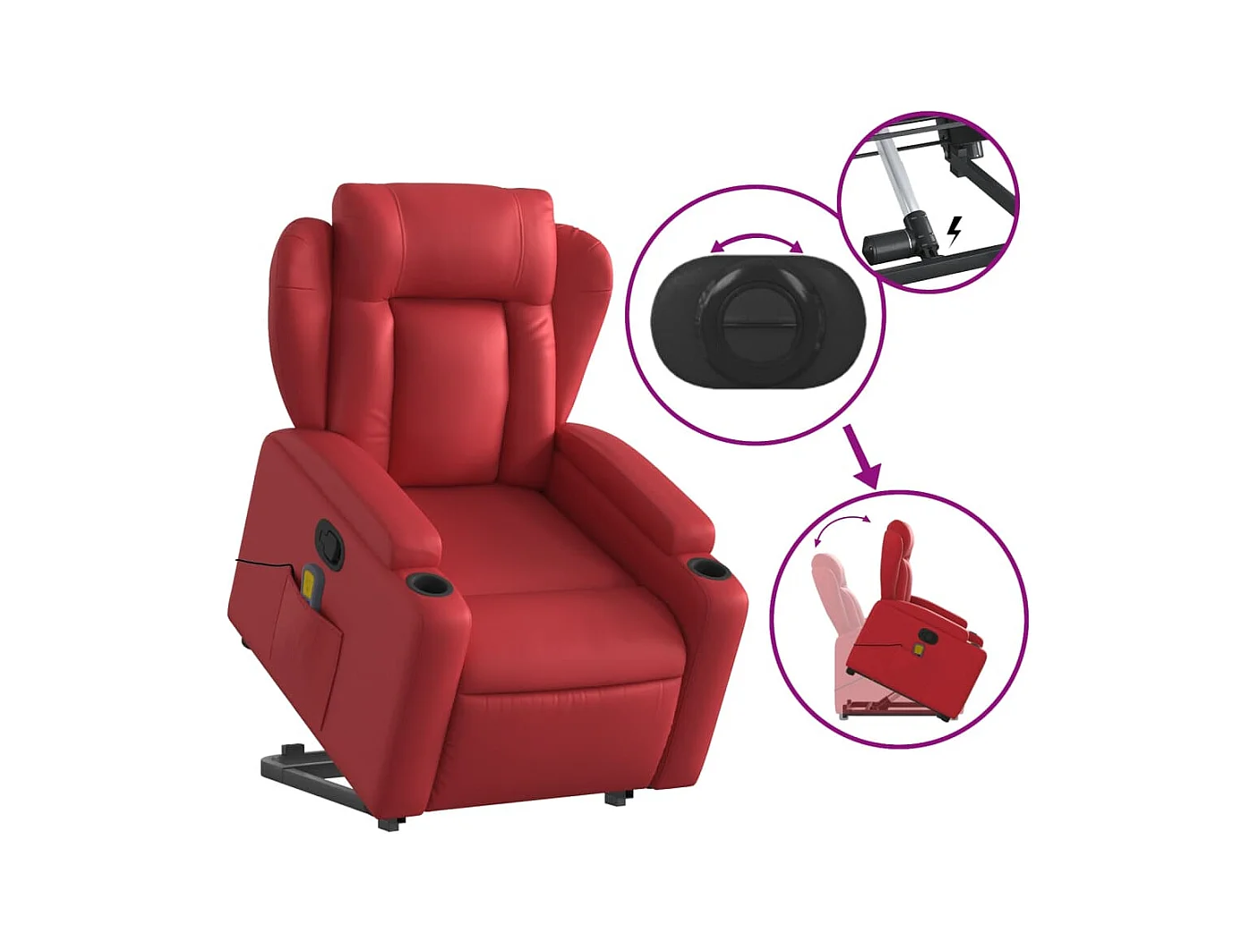 Fauteuil inclinable de massage Rouge Similicuir REO24396