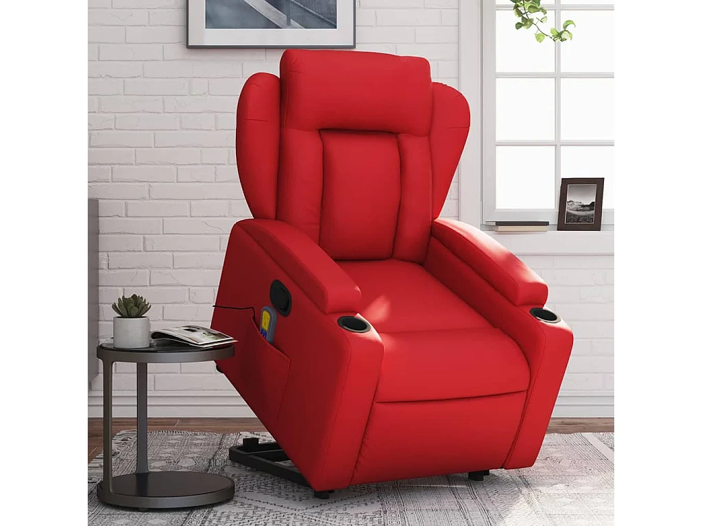 Sillón reclinable de masaje de pie cuero artificial rojo YOE69188