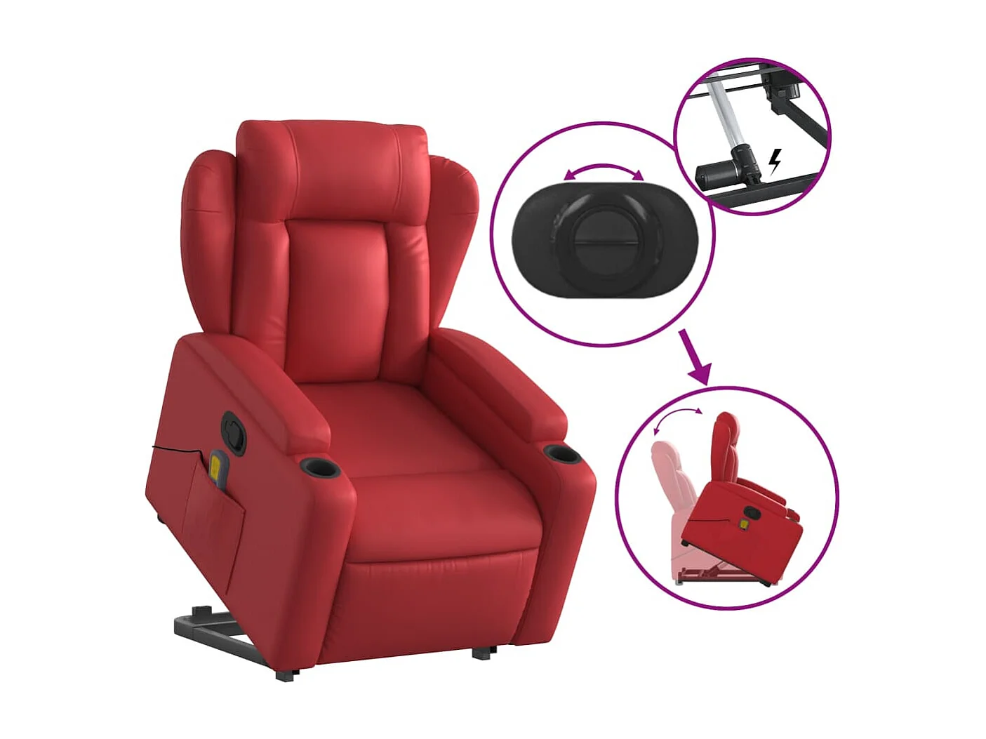 Sillón reclinable de masaje de pie cuero artificial rojo YOE69188