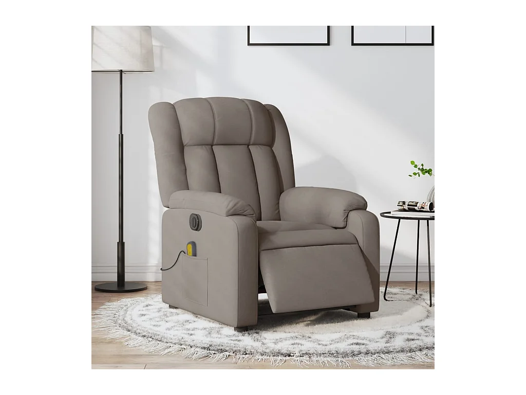 Fauteuil de massage inclinable électrique Taupe Tissu REO74455