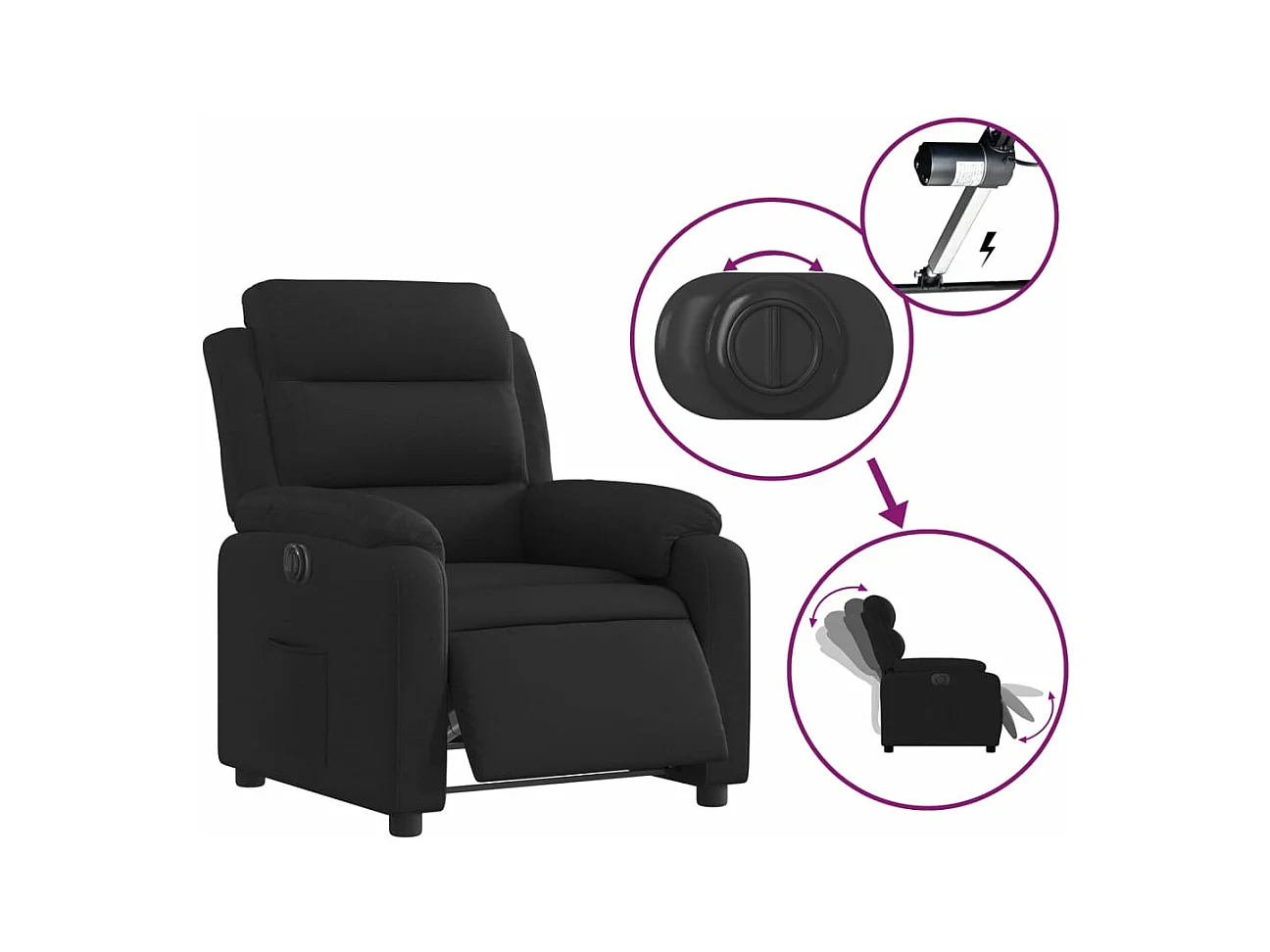 Relaxsessel Elektrisch | Fernsehsessel Schwarz Stoff -gkd249434