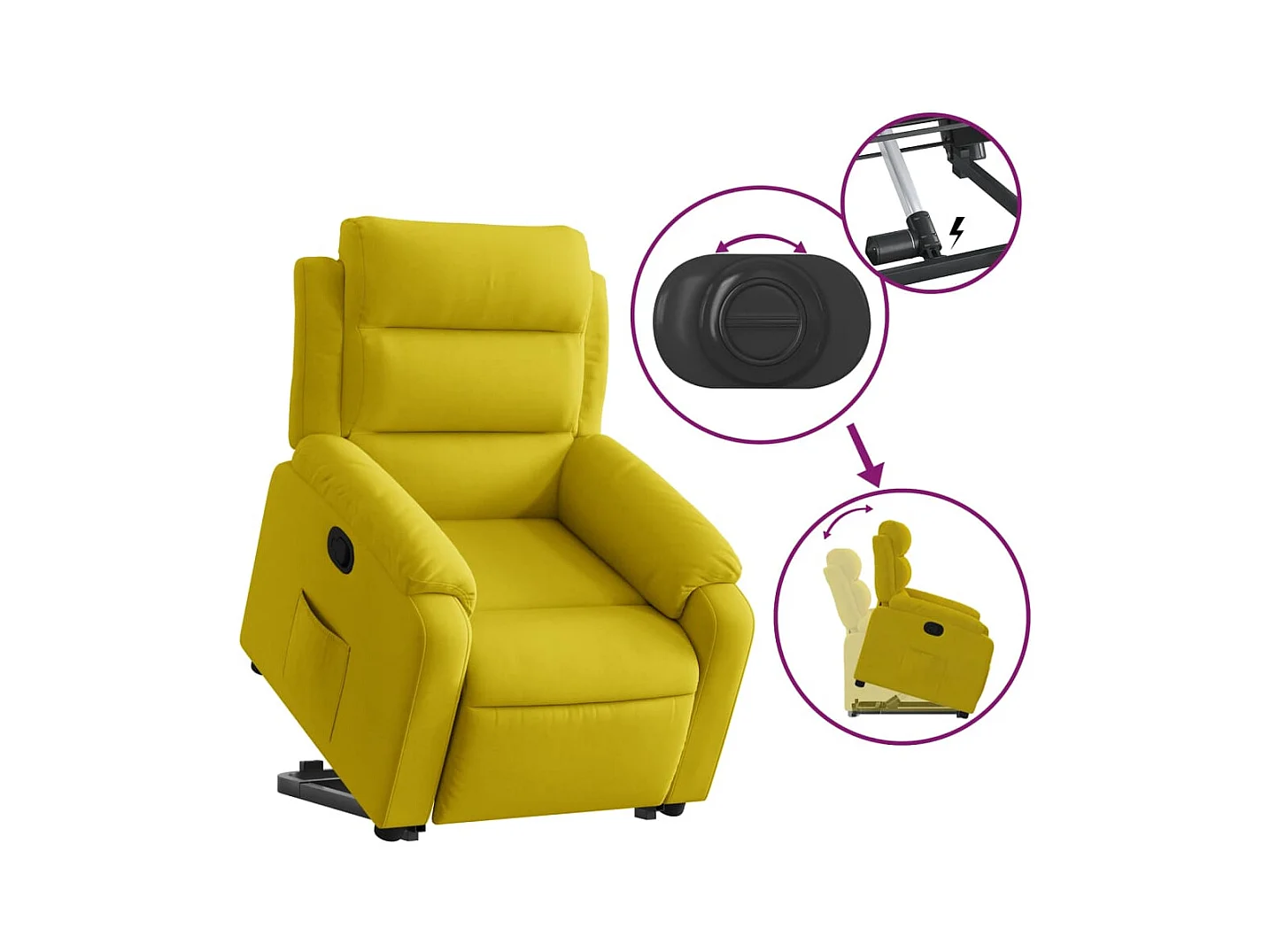 Relaxsessel | Fernsehsessel mit Aufstehhilfe Gelb Samt -gkd99384