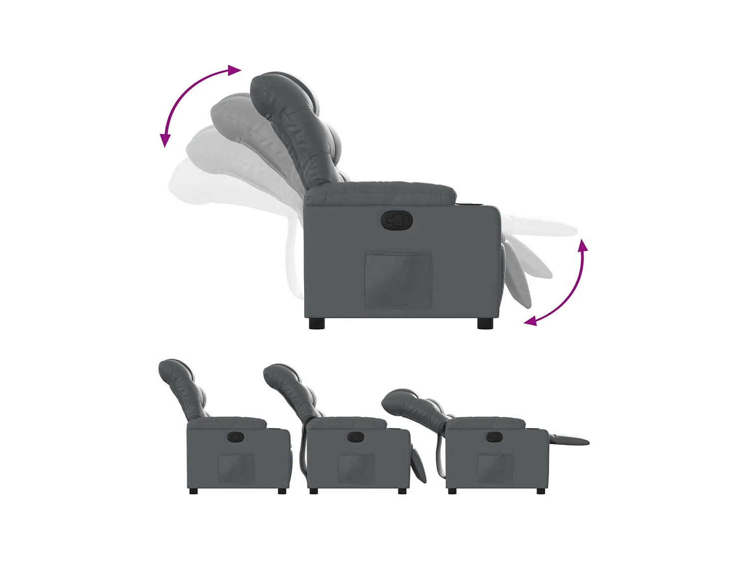 Relaxsessel | Fernsehsessel Grau Kunstleder -gkd177000