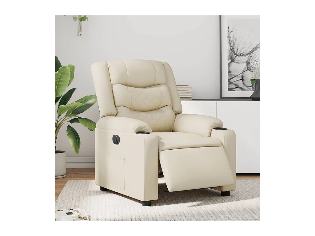 Fauteuil inclinable électrique Crème Similicuir REO23854