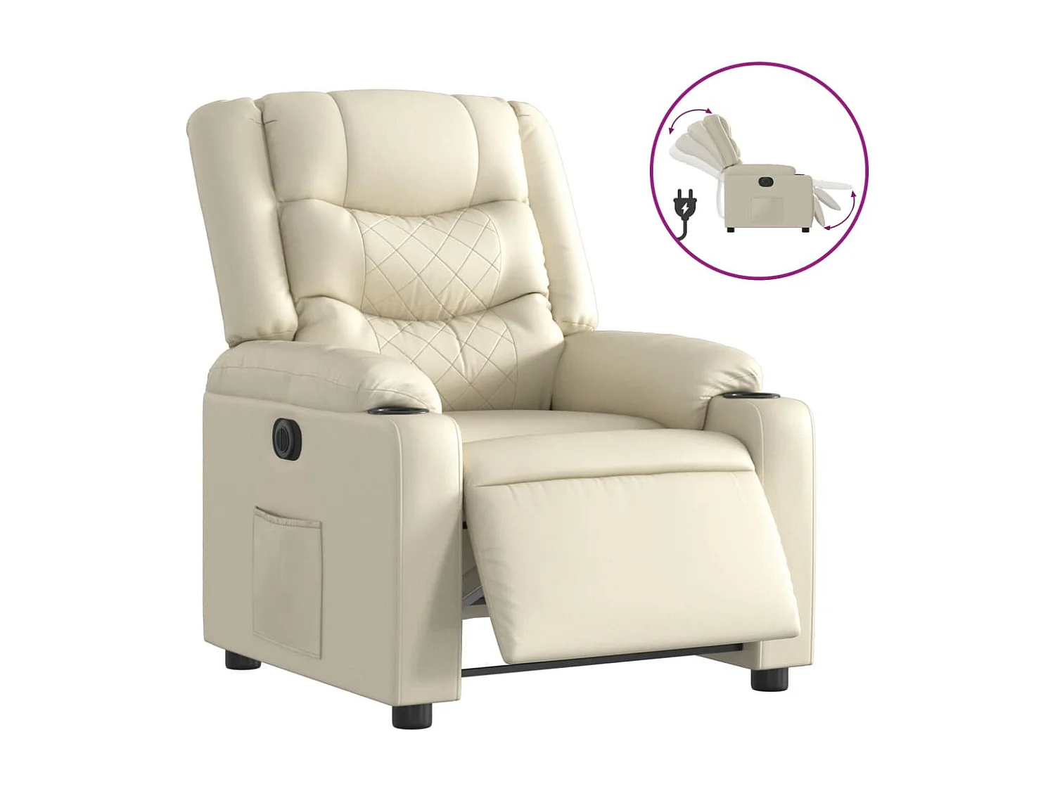 Fauteuil inclinable électrique Crème Similicuir REO23854