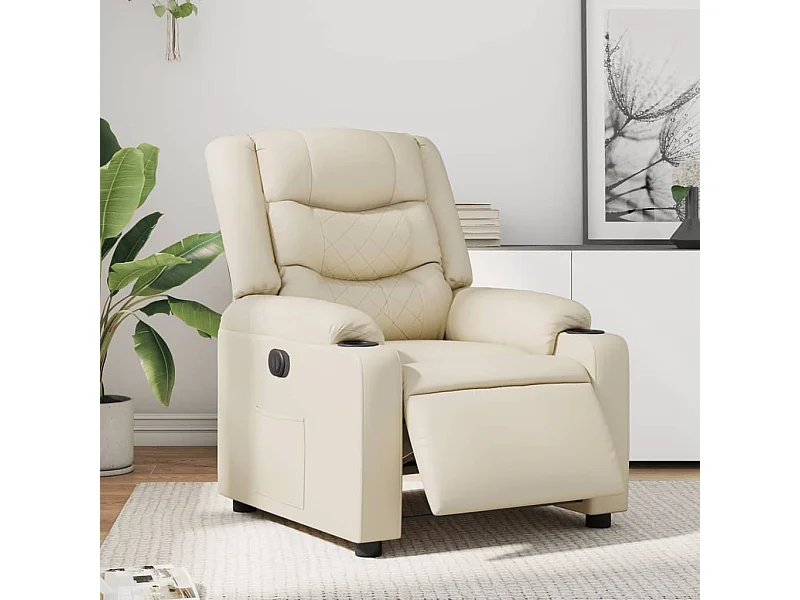 Relaxsessel Elektrisch | Fernsehsessel Creme Kunstleder -gkd838964