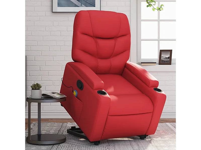 Sillón reclinable de masaje de pie cuero artificial rojo YOE69188